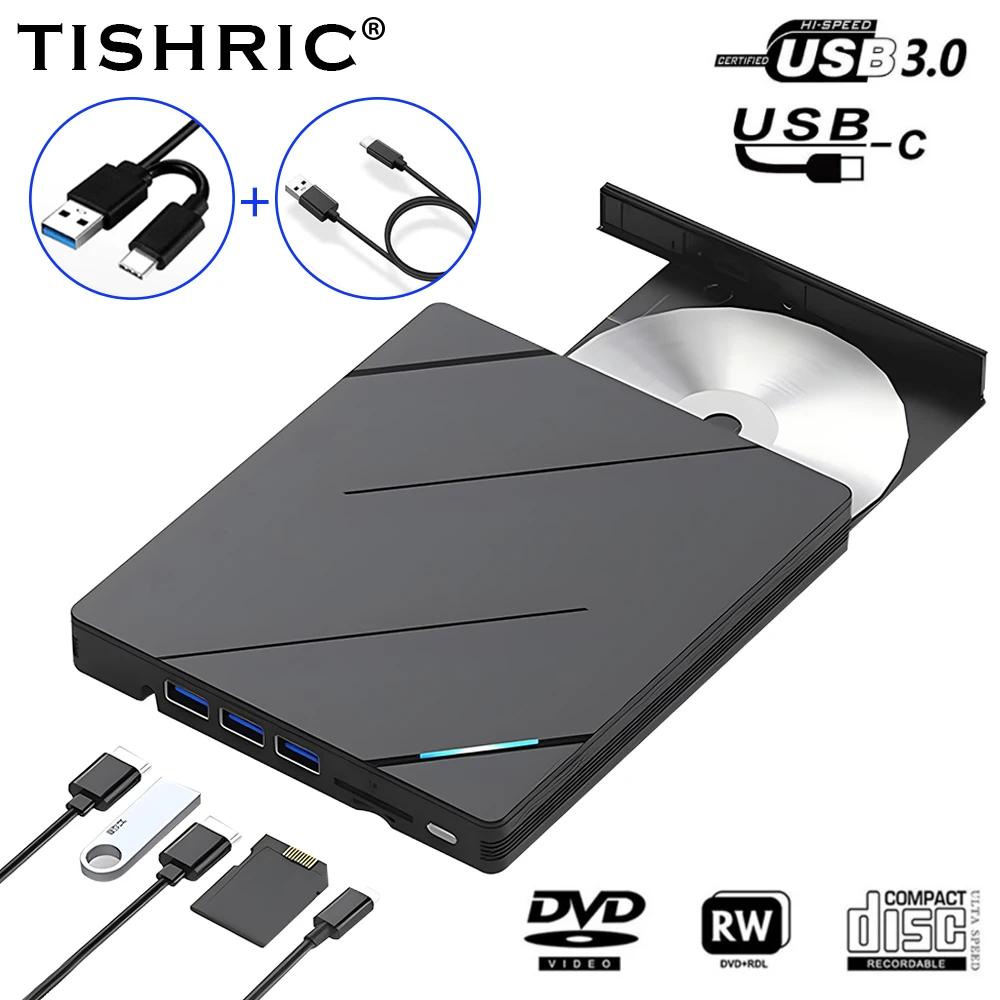 TISHRIC C Ÿ USB 3.0  DVD ̺ , 24X 8X CD/DVD-ROM USB TF SD ī ,  CD  DVD ÷̾  